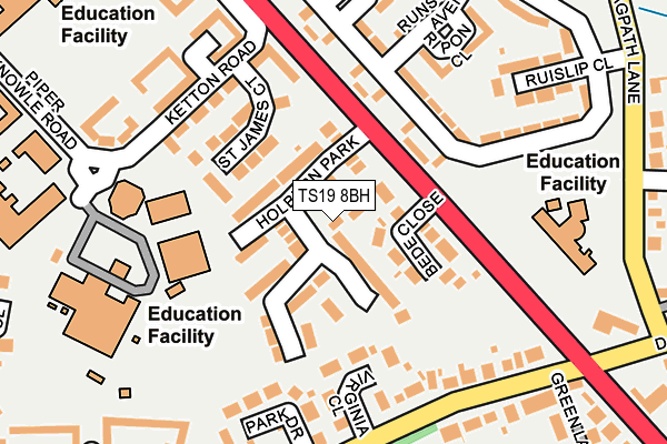 TS19 8BH map - OS OpenMap – Local (Ordnance Survey)