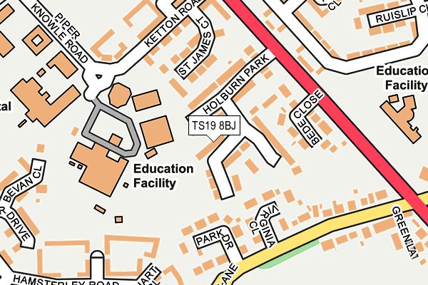 TS19 8BJ map - OS OpenMap – Local (Ordnance Survey)