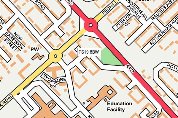 TS19 8BW map - OS OpenMap – Local (Ordnance Survey)