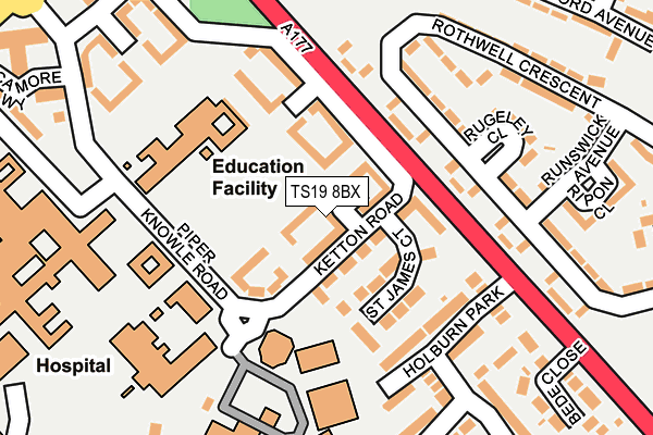 TS19 8BX map - OS OpenMap – Local (Ordnance Survey)