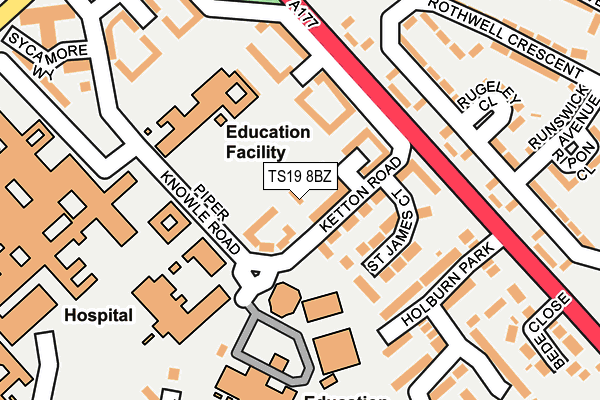 TS19 8BZ map - OS OpenMap – Local (Ordnance Survey)