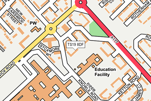 TS19 8DF map - OS OpenMap – Local (Ordnance Survey)