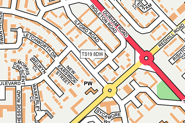 TS19 8DW map - OS OpenMap – Local (Ordnance Survey)