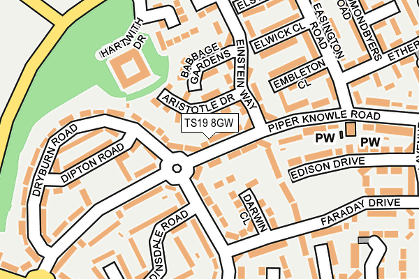 TS19 8GW map - OS OpenMap – Local (Ordnance Survey)