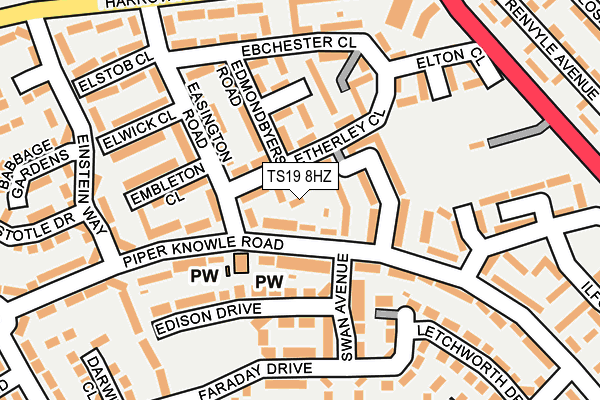 TS19 8HZ map - OS OpenMap – Local (Ordnance Survey)