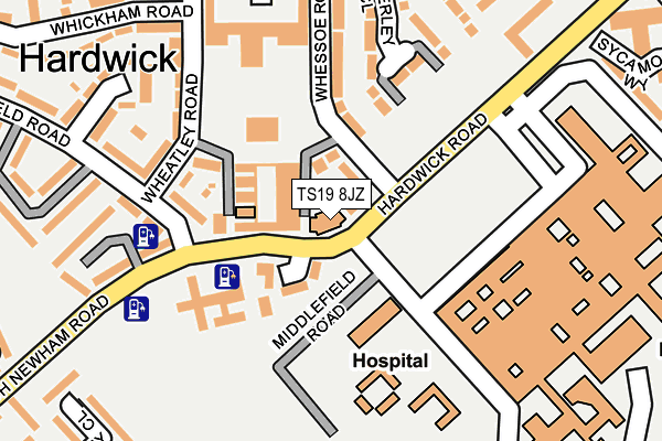 TS19 8JZ map - OS OpenMap – Local (Ordnance Survey)