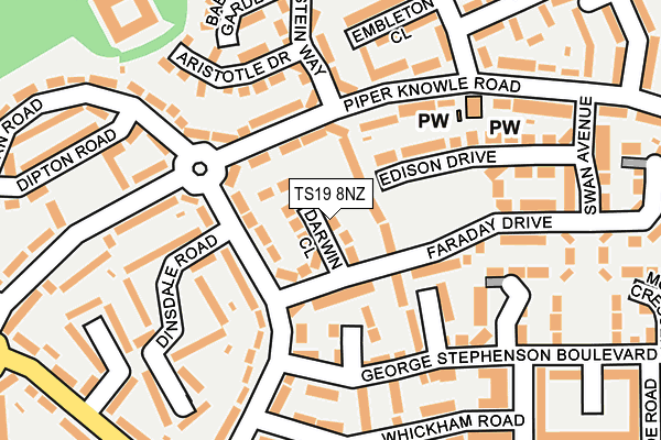 TS19 8NZ map - OS OpenMap – Local (Ordnance Survey)