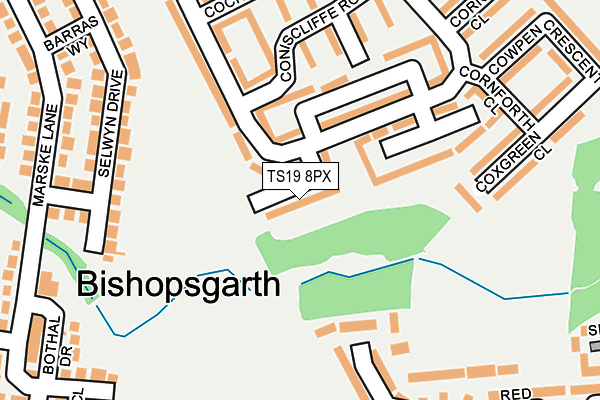 TS19 8PX map - OS OpenMap – Local (Ordnance Survey)