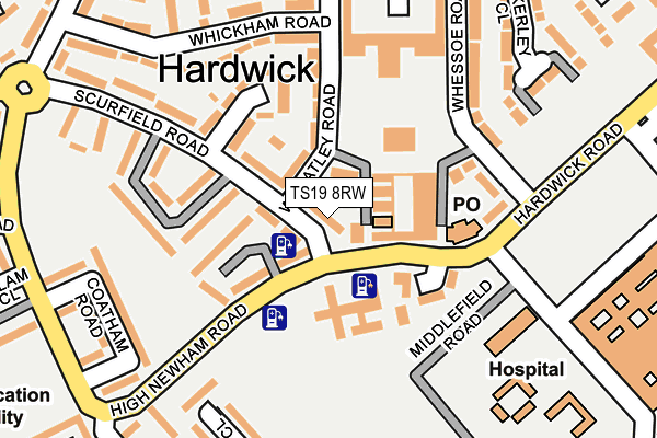 TS19 8RW map - OS OpenMap – Local (Ordnance Survey)