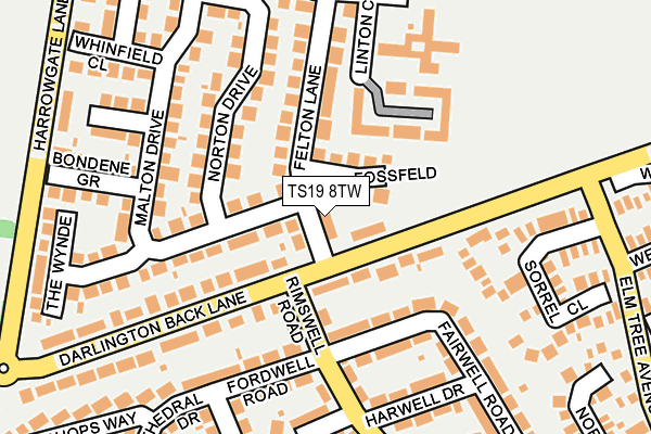 TS19 8TW map - OS OpenMap – Local (Ordnance Survey)