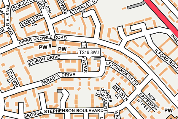 TS19 8WJ map - OS OpenMap – Local (Ordnance Survey)