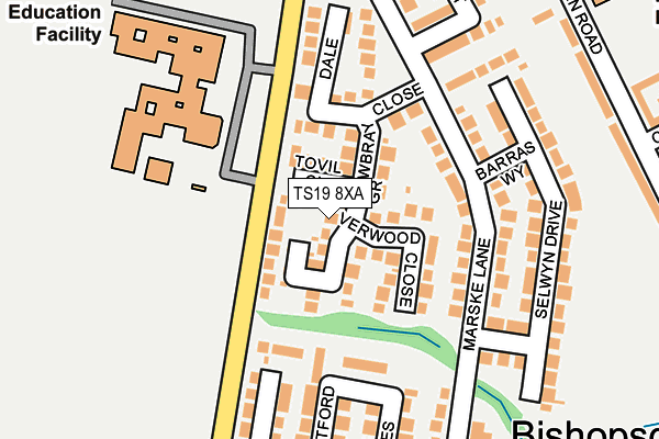 TS19 8XA map - OS OpenMap – Local (Ordnance Survey)