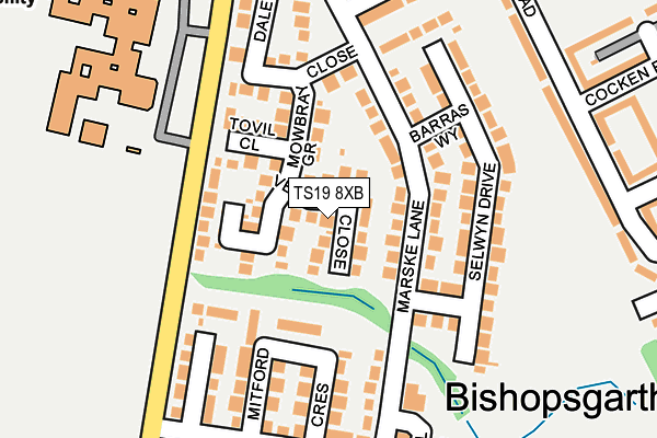 TS19 8XB map - OS OpenMap – Local (Ordnance Survey)