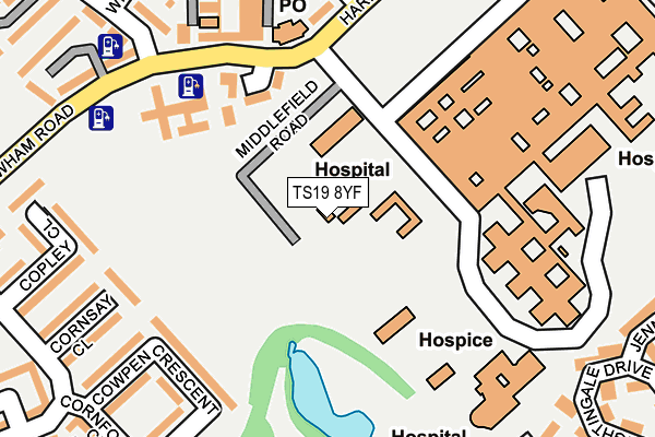 TS19 8YF map - OS OpenMap – Local (Ordnance Survey)