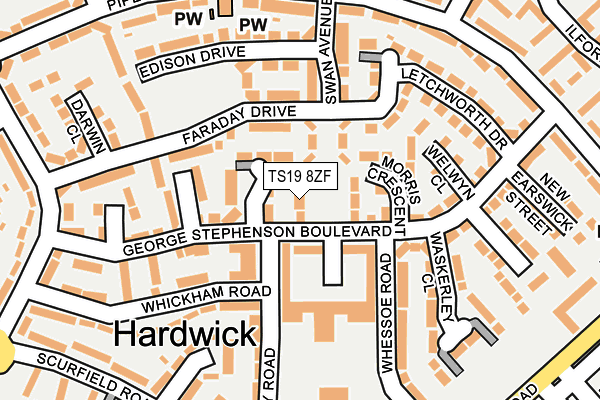 TS19 8ZF map - OS OpenMap – Local (Ordnance Survey)