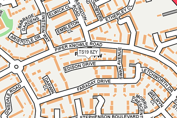 TS19 8ZY map - OS OpenMap – Local (Ordnance Survey)