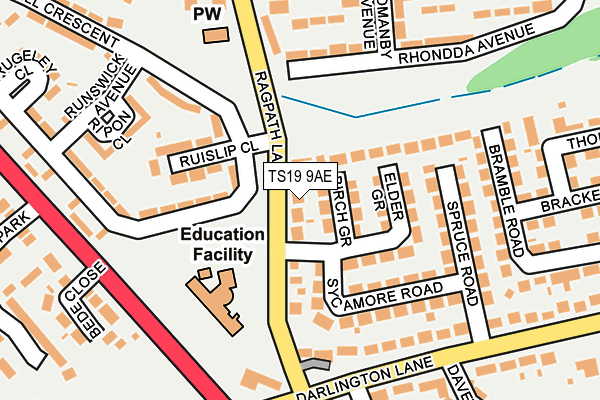 TS19 9AE map - OS OpenMap – Local (Ordnance Survey)