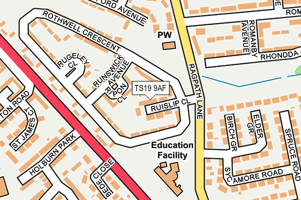 TS19 9AF map - OS OpenMap – Local (Ordnance Survey)