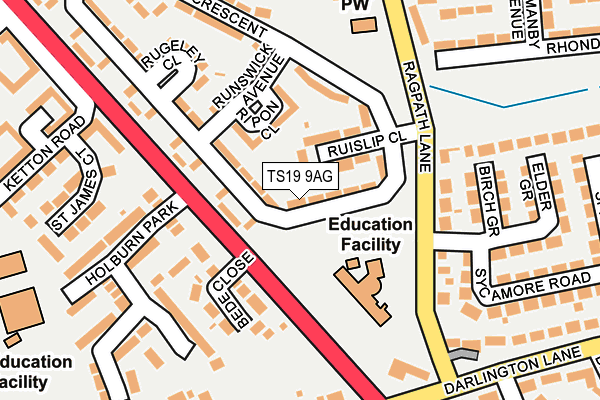 TS19 9AG map - OS OpenMap – Local (Ordnance Survey)