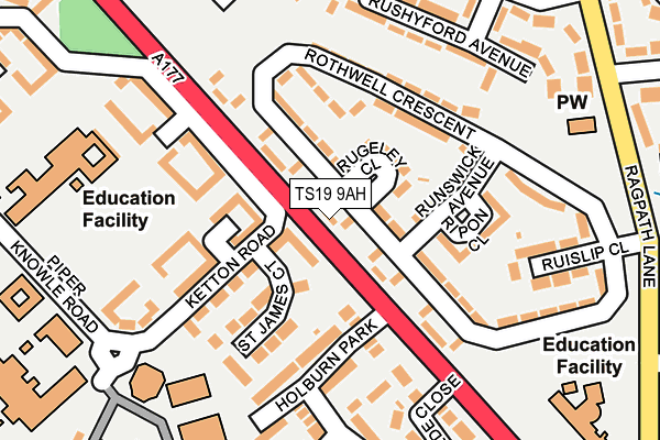 TS19 9AH map - OS OpenMap – Local (Ordnance Survey)