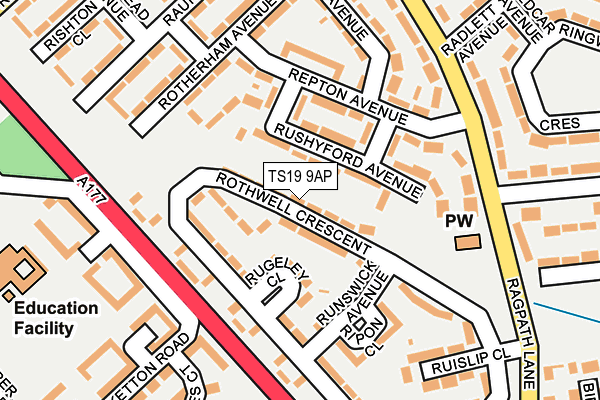 TS19 9AP map - OS OpenMap – Local (Ordnance Survey)