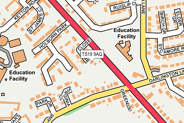 TS19 9AQ map - OS OpenMap – Local (Ordnance Survey)