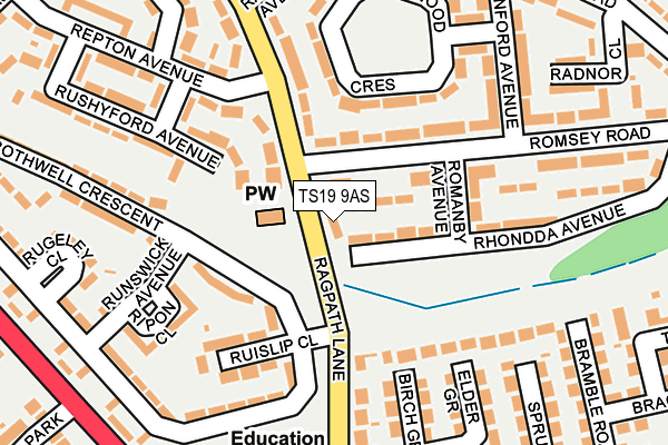 TS19 9AS map - OS OpenMap – Local (Ordnance Survey)