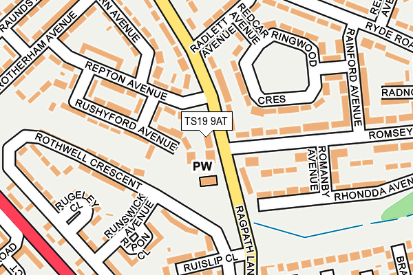 TS19 9AT map - OS OpenMap – Local (Ordnance Survey)