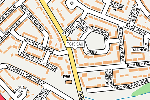 TS19 9AU map - OS OpenMap – Local (Ordnance Survey)