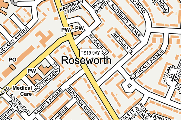 TS19 9AY map - OS OpenMap – Local (Ordnance Survey)