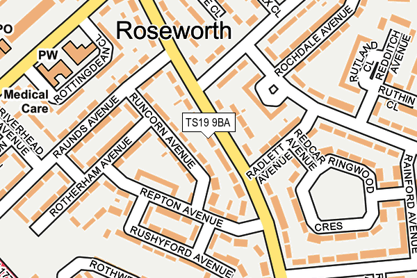 TS19 9BA map - OS OpenMap – Local (Ordnance Survey)