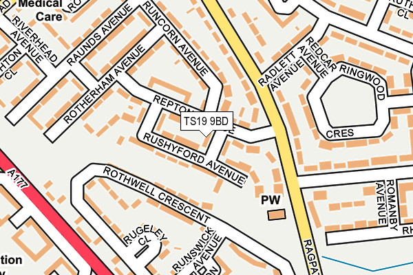 TS19 9BD map - OS OpenMap – Local (Ordnance Survey)