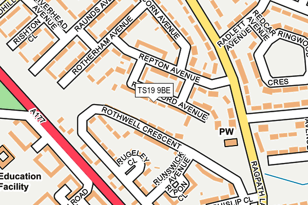 TS19 9BE map - OS OpenMap – Local (Ordnance Survey)