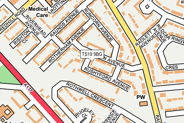 TS19 9BG map - OS OpenMap – Local (Ordnance Survey)