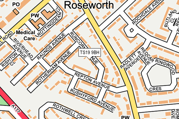 TS19 9BH map - OS OpenMap – Local (Ordnance Survey)