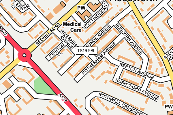 TS19 9BL map - OS OpenMap – Local (Ordnance Survey)