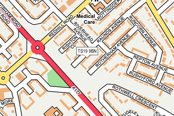 TS19 9BN map - OS OpenMap – Local (Ordnance Survey)