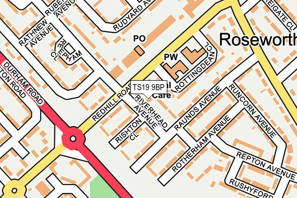 TS19 9BP map - OS OpenMap – Local (Ordnance Survey)