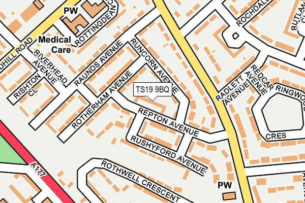 TS19 9BQ map - OS OpenMap – Local (Ordnance Survey)