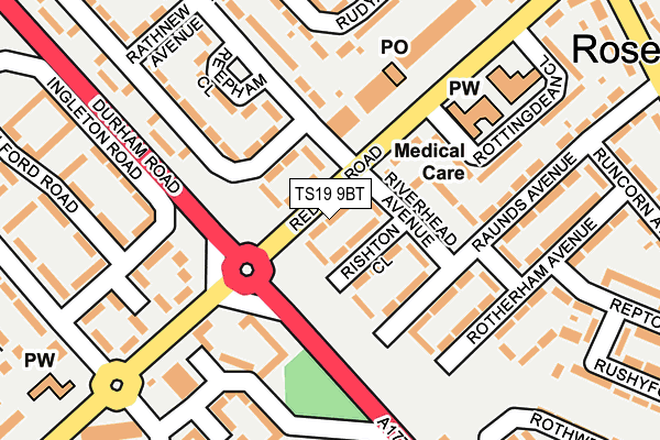 TS19 9BT map - OS OpenMap – Local (Ordnance Survey)