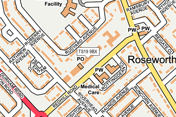 TS19 9BX map - OS OpenMap – Local (Ordnance Survey)