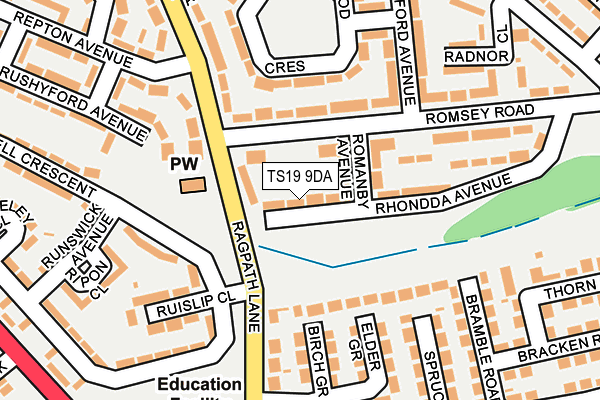 TS19 9DA map - OS OpenMap – Local (Ordnance Survey)