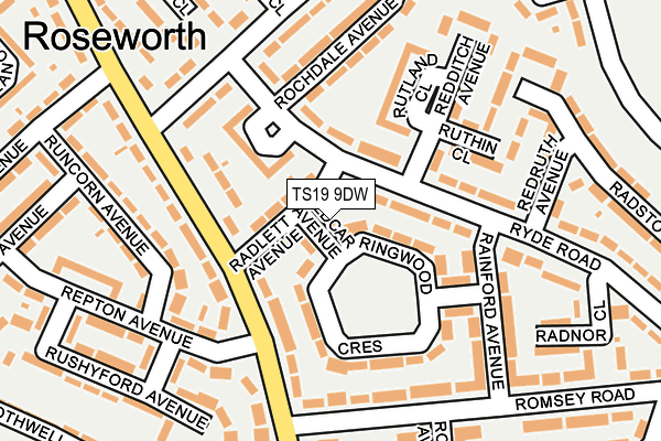 TS19 9DW map - OS OpenMap – Local (Ordnance Survey)