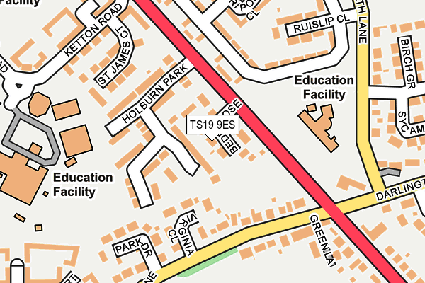 TS19 9ES map - OS OpenMap – Local (Ordnance Survey)