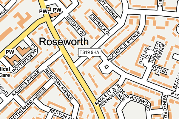 TS19 9HA map - OS OpenMap – Local (Ordnance Survey)