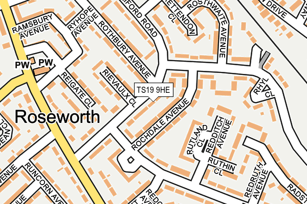 TS19 9HE map - OS OpenMap – Local (Ordnance Survey)