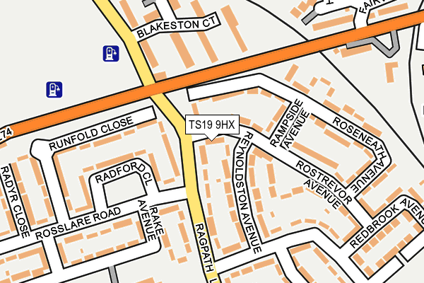 TS19 9HX map - OS OpenMap – Local (Ordnance Survey)