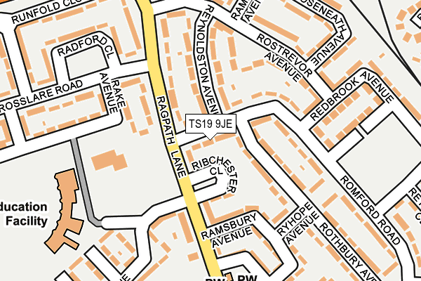 TS19 9JE map - OS OpenMap – Local (Ordnance Survey)