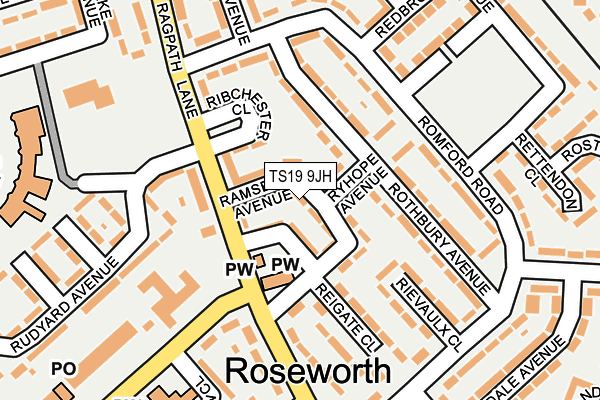 TS19 9JH map - OS OpenMap – Local (Ordnance Survey)