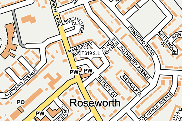 TS19 9JL map - OS OpenMap – Local (Ordnance Survey)